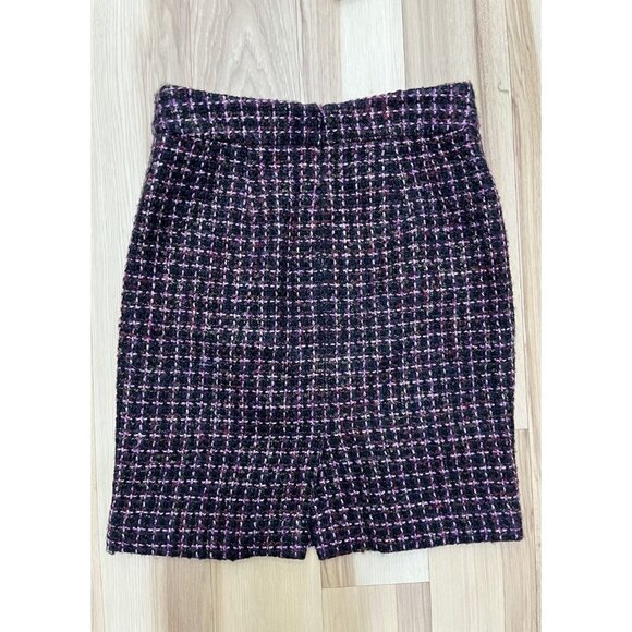Ann Taylor Petite Tweed Pencil Skirt 4P Black Pink Plaid Fully Lined - Picture 3 of 3